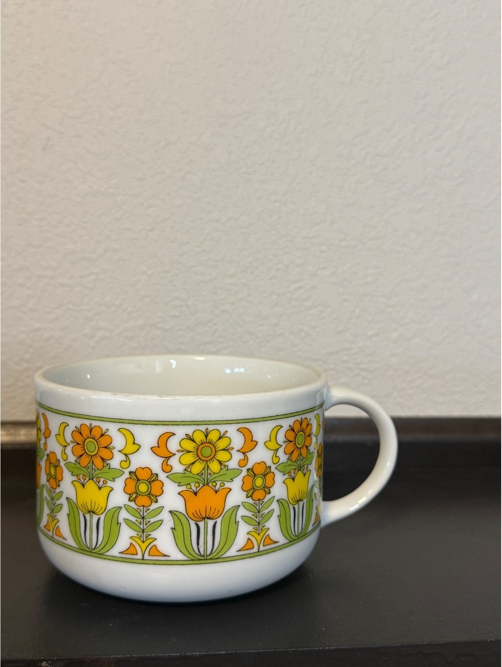 Vintage Floral Pattern Soup Mug with Handle retro